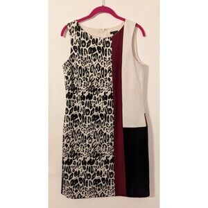 Ann Taylor Leopard Print Color Block Sheath Sleeveless Dress